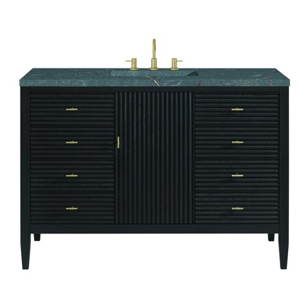 James Martin Vanities 48'' Vanity, Carbon Oak w/ 3 CM Parisien Bleu Quartz Top 485-V48-CBO-3PBL